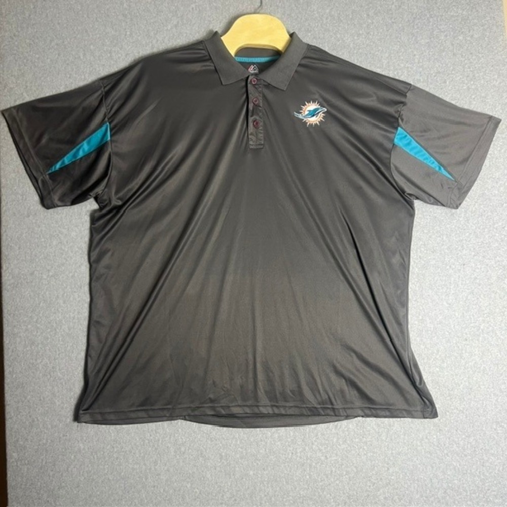 Majestic Men's Gray Miami Dolphins‎ Polo Shirt Size 5XL